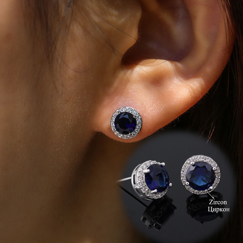 Đôi Khuyên Tai Tròn Đính Đá Zircon Thời Trang Cho Nữ