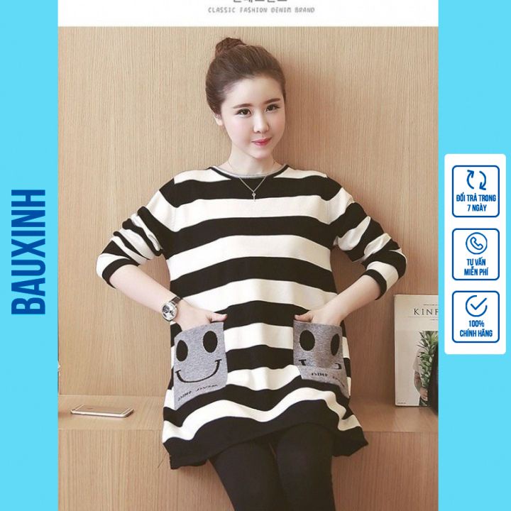 Áo bầu dài tay thu đông chất cotton thời trang cao cấp đẹp giá rẻ đồ bầu quần áo bầu