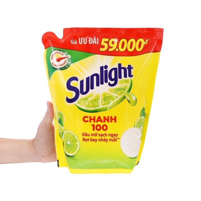 COMBO 2 Túi Nước rửa chén Sunlight Chanh 100 Túi 2.6kgX2