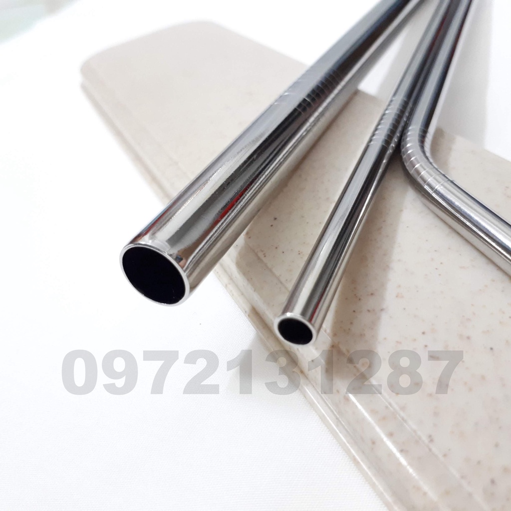 Ống hút inox trân châu màu bạc kèm cọ