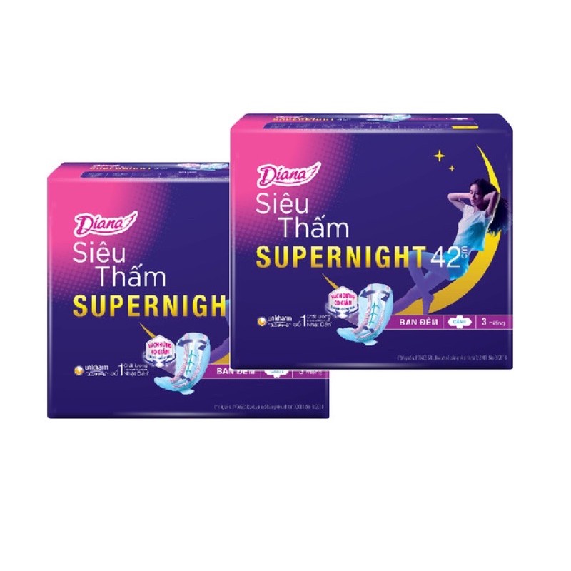 [GIÁ SỈ THÙNG 48 GÓI] Băng vệ sinh Diana siêu thấm Super night 29/35/42cm (3/4/12 miếng/gói)