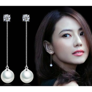 Bông tai Pearl tòng teng thả đá zircon cho nữ XB-B21