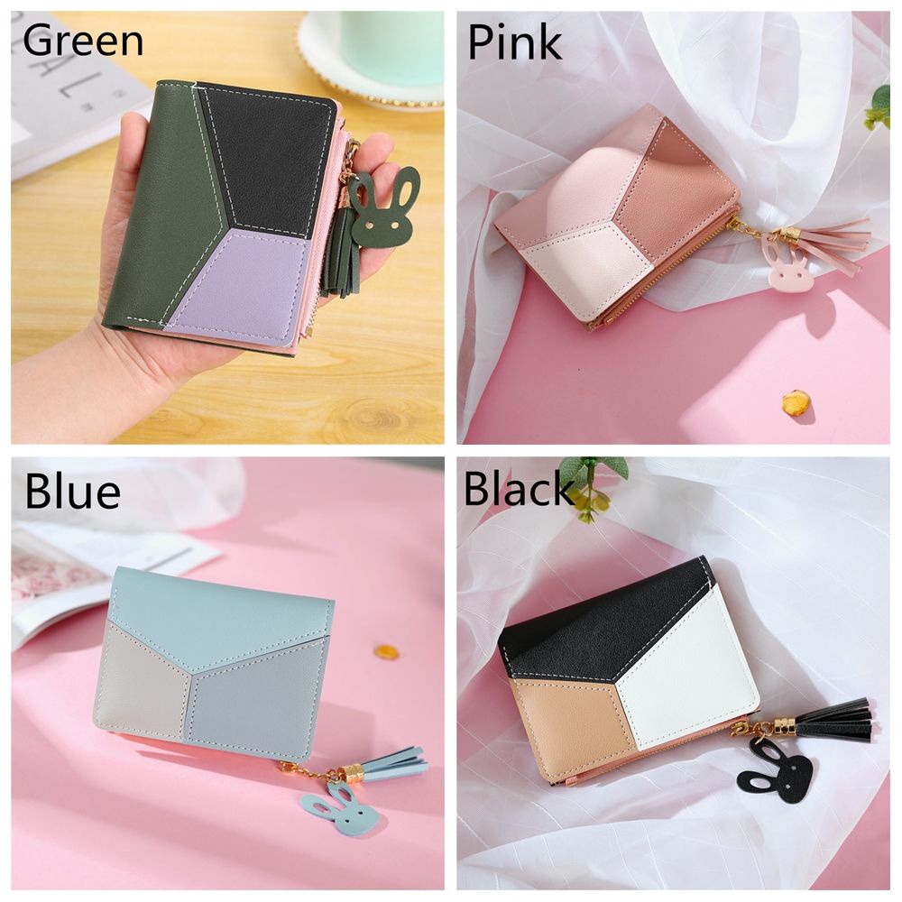 Ví da PU dáng ngắn cỡ lớn phối màu thời trang cho nữ MIHAN1