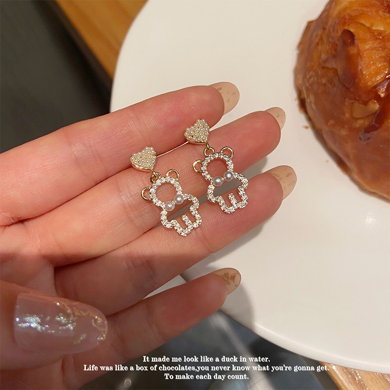 Bông tai hình gấu dễ thương phong cách Hàn Quốc thời trang mùa hè cho nữ F083 2021