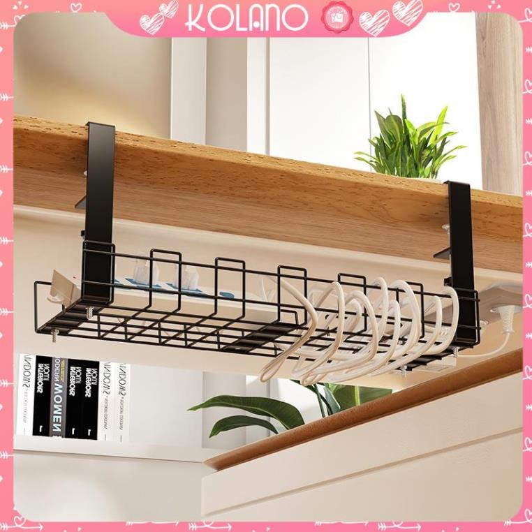 Giá treo đồ 33cm KOLANO giá đựng đồ gắn đáy bàn làm việc, bàn học đựng đồ công nghệ, củ sạc đa năng HG-001411