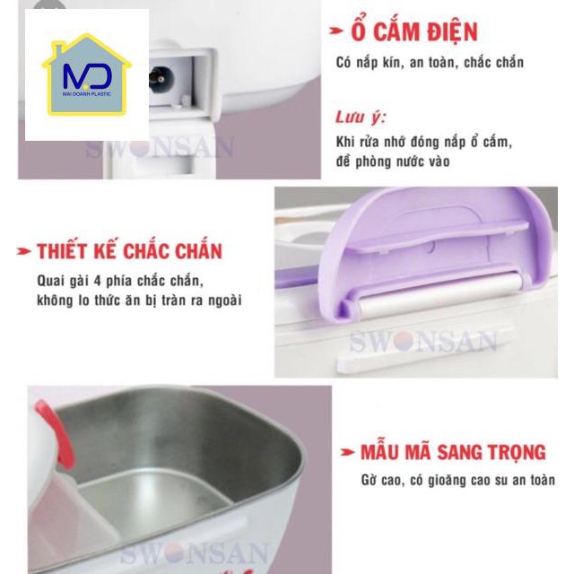 Hộp cơm HÂM NÓNG ruột inox(inox 304)