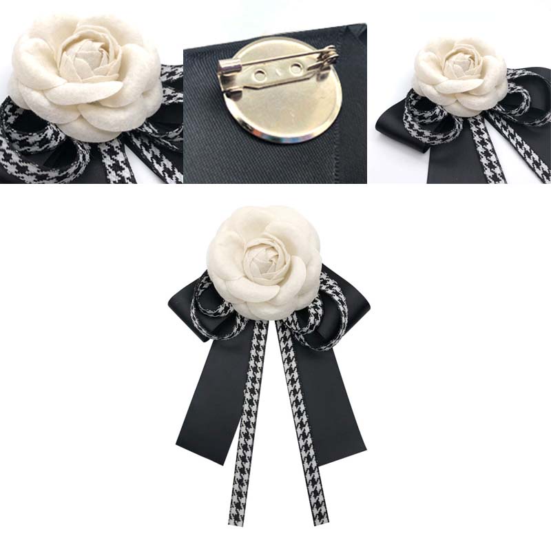 Trâm Cài Áo Hình Nơ Hoa Trà Trắng Thời Trang