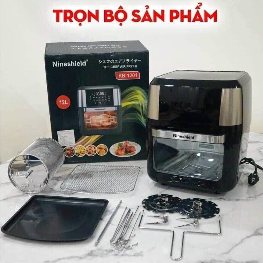 Nồi Chiên Không Dầu Nineshield 12l KB-1201 Bảo Hành 12 Tháng, Nồi Ko Dầu Nấu Cho Cả Nhà