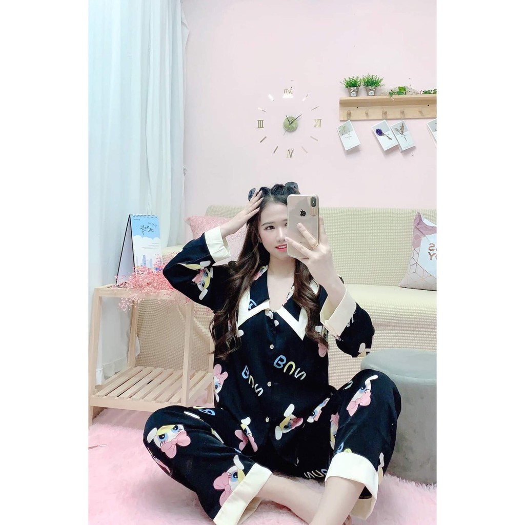 Bộ pijama tay dài lụa mango [SIÊU HOT] bộ đồ ngủ mặc nhà mát mẻ, mềm mịn, sang chảnh.