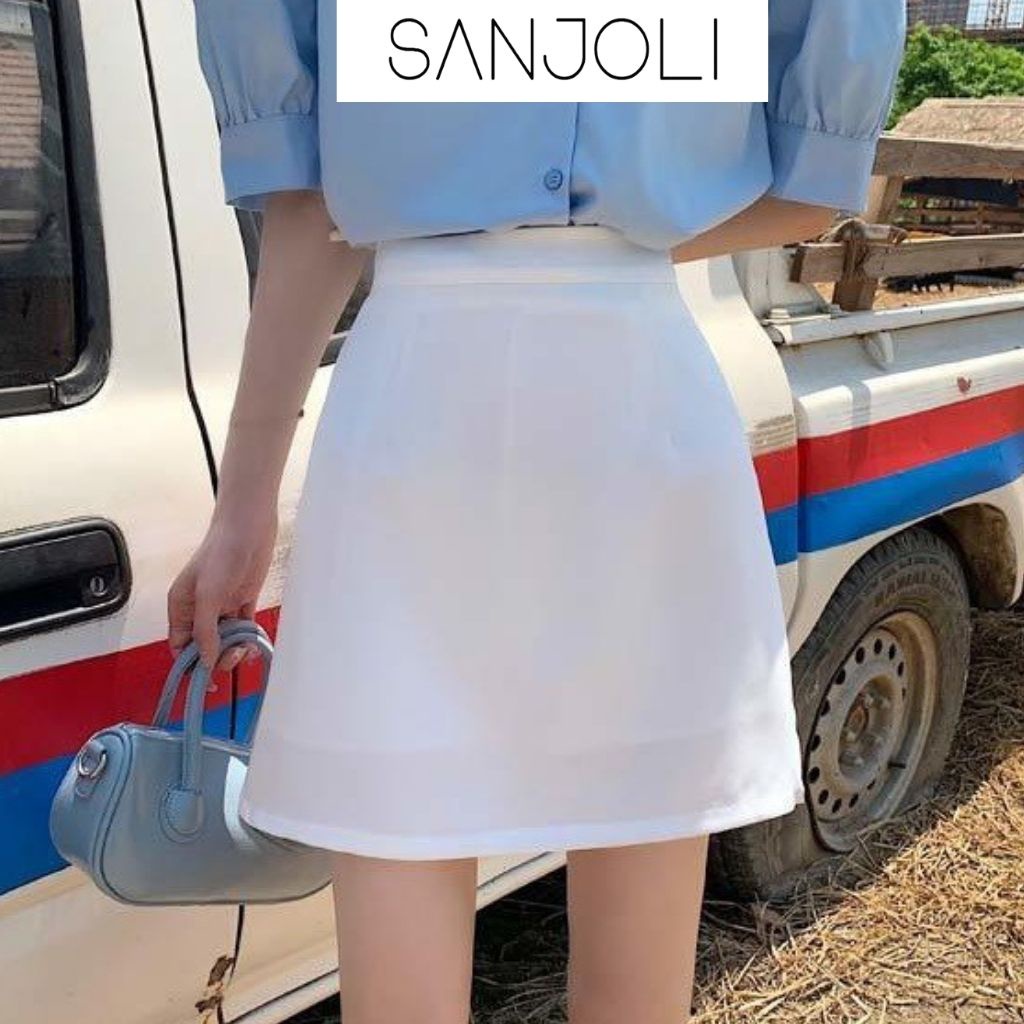 Chân váy chữ A nữ Sanjoli công sở ngắn cạp lưng cao ôm dáng xòe có quần trong thiết kế vintage CV002