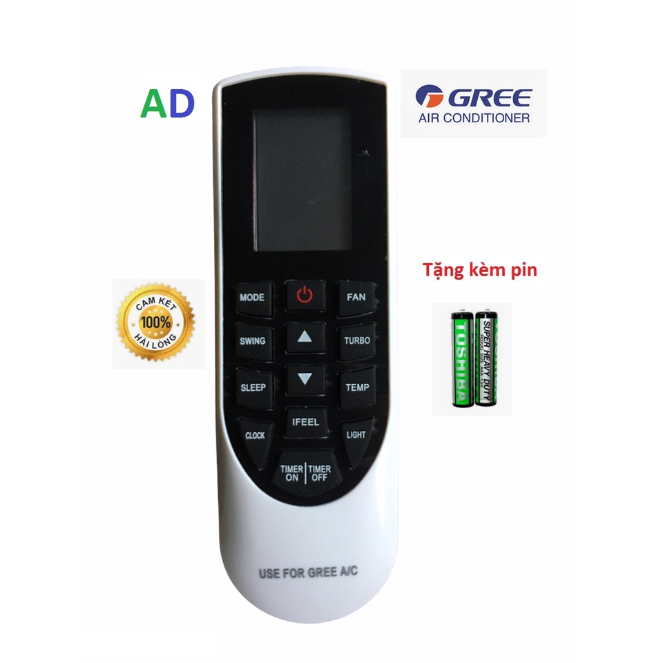 Điều khiển điều hòa Gree YAN1F1 mặt đen  - TẶNG KÈM PIN - Remote Gree