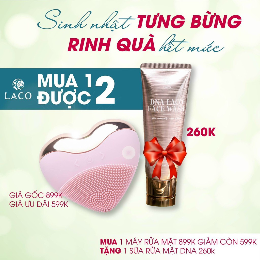 Mua 1 Máy Rửa Mặt Laco Luxury Tặng Ngay 1 Sữa Rửa Mặt DNA - Sản Phẩm Chính Hãng