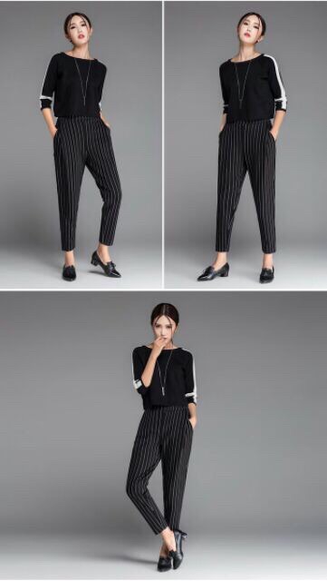Quần Baggy kẻ sọc trẻ trung năng động ( ảnh thật)