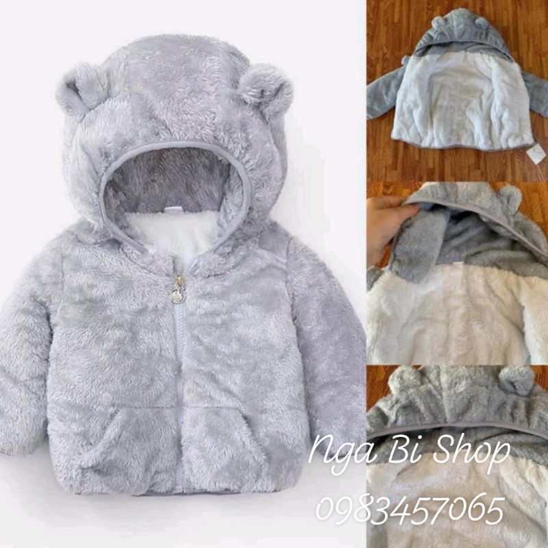 ÁO KHOÁC LÔNG TAI GẤU ĐÁNG YÊU CHO BÉ