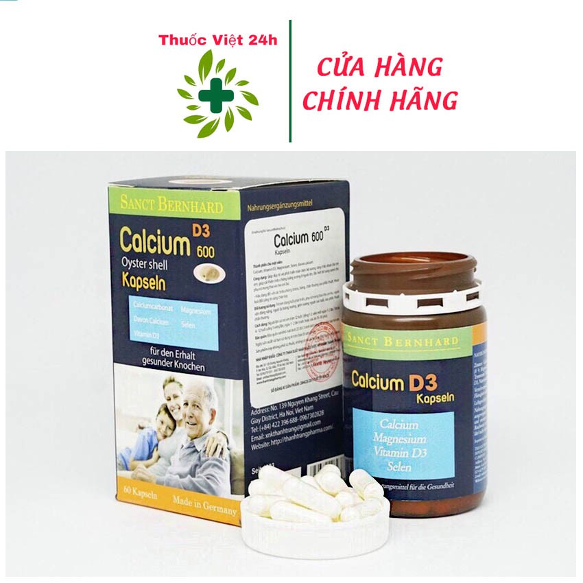 Calcium 600 D3 Oyster shell - Hộp 60 viên uống, Bổ sung canxi cho bà bầu, người cao tuổi, trẻ em thời kỳ phát triển