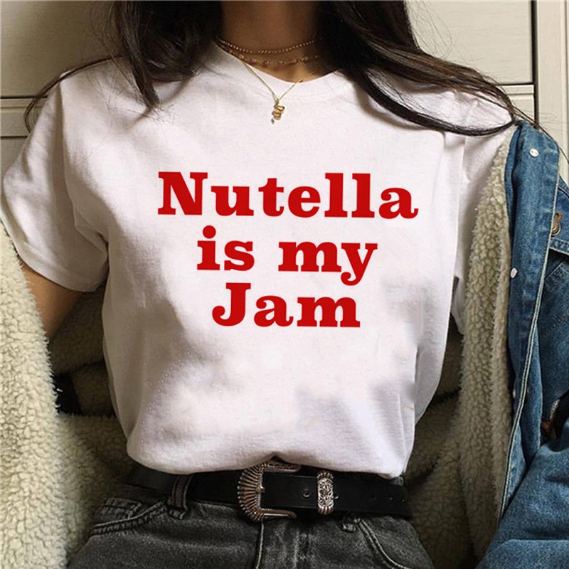 TUMBLR Áo Thun Nữ Tay Ngắn In Chữ Nutella Princess Vui Nhộn Thời Trang Mùa Hè 2020