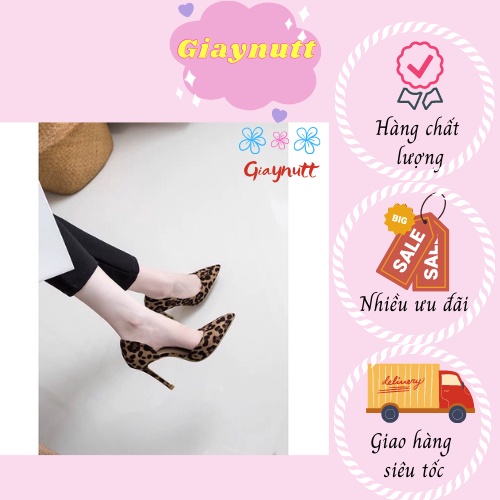 Giày cao gót bít mũi kiểu dáng gót nhọn hoạ tiết da beo thời trang nữ sang trọng cá tính TT8
