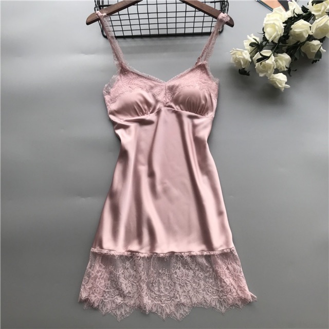 QQ5180 đầm ngủ hai dây phối ren