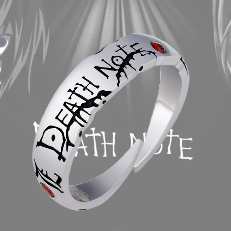 Nhẫn Kim Loại Họa Tiết Death Note Phong Cách Punk Gothic Thời Trang
