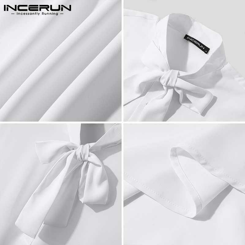 Áo sơ mi INCERUN tay dài màu trơn cài nút thời trang Hàn Quốc cho nam