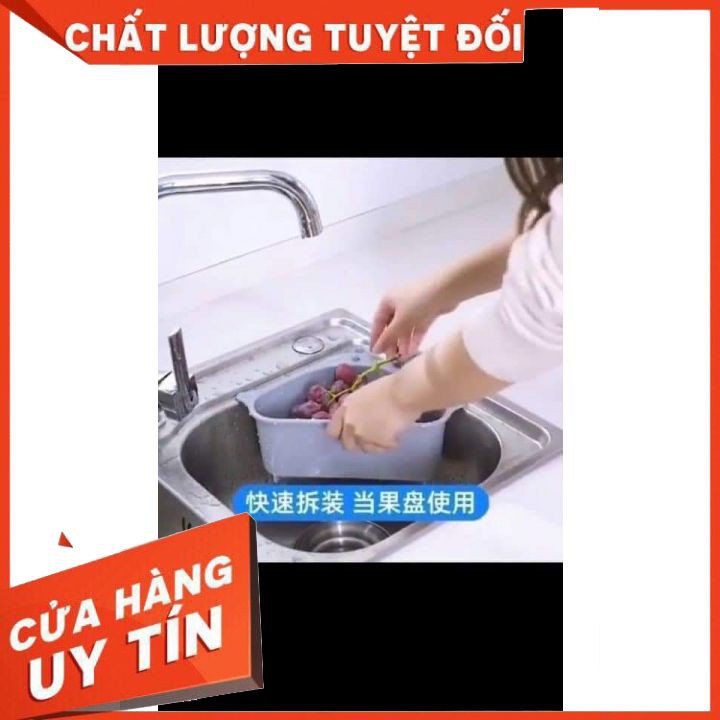 Rổ nhựa tam giác cài bồn rửa nhỏ gọn - đựng giẻ rửa bát đựng rác - có hút chân không - có lỗ thoát nước nhanh chóng