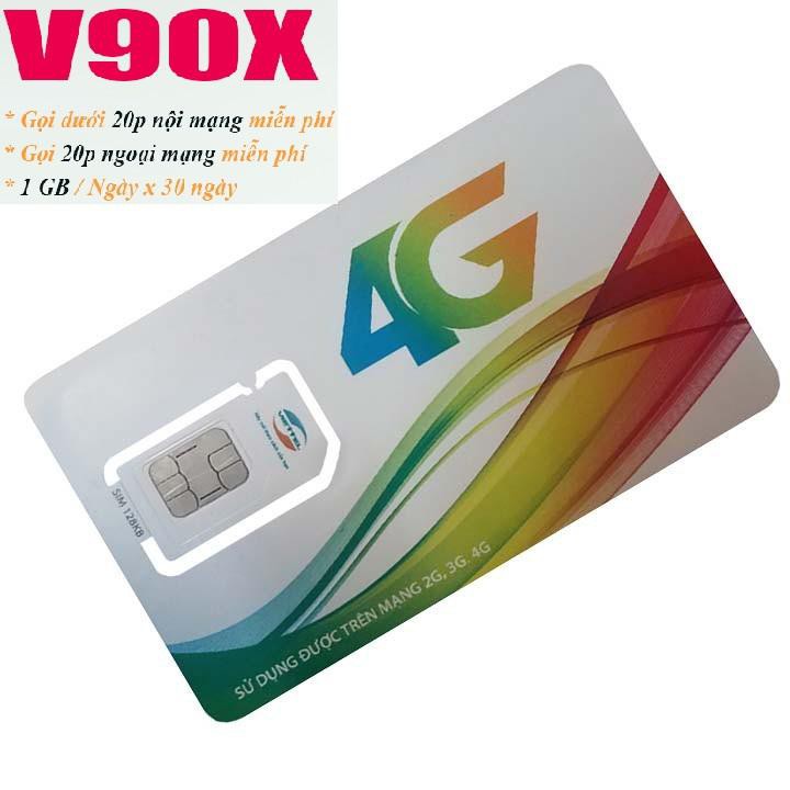 Sim 4G Viettel Gói V90X Đầu số 03-(1Gb/ngày, 30Gb/tháng, Gọi nội mạng miễn phí) Gói Cước Mới Của Viettel Ưu Đãi Nhất