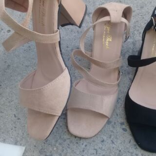 Sandal cao gót 7 phân 2 màu đen, hồng nude