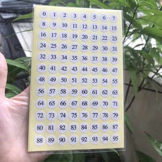 Nhãn decal số từ 0 đến 95 -(10tờ)