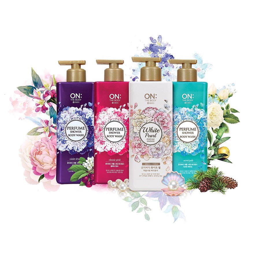 Sữa tắm dưỡng ẩm hương nước hoa On: The Body Perfume Classic Pink - Violet Dream-  White Pearl- Secret Jade 500g