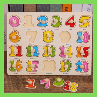 Bảng số từ 0-20 có núm bằng gỗ