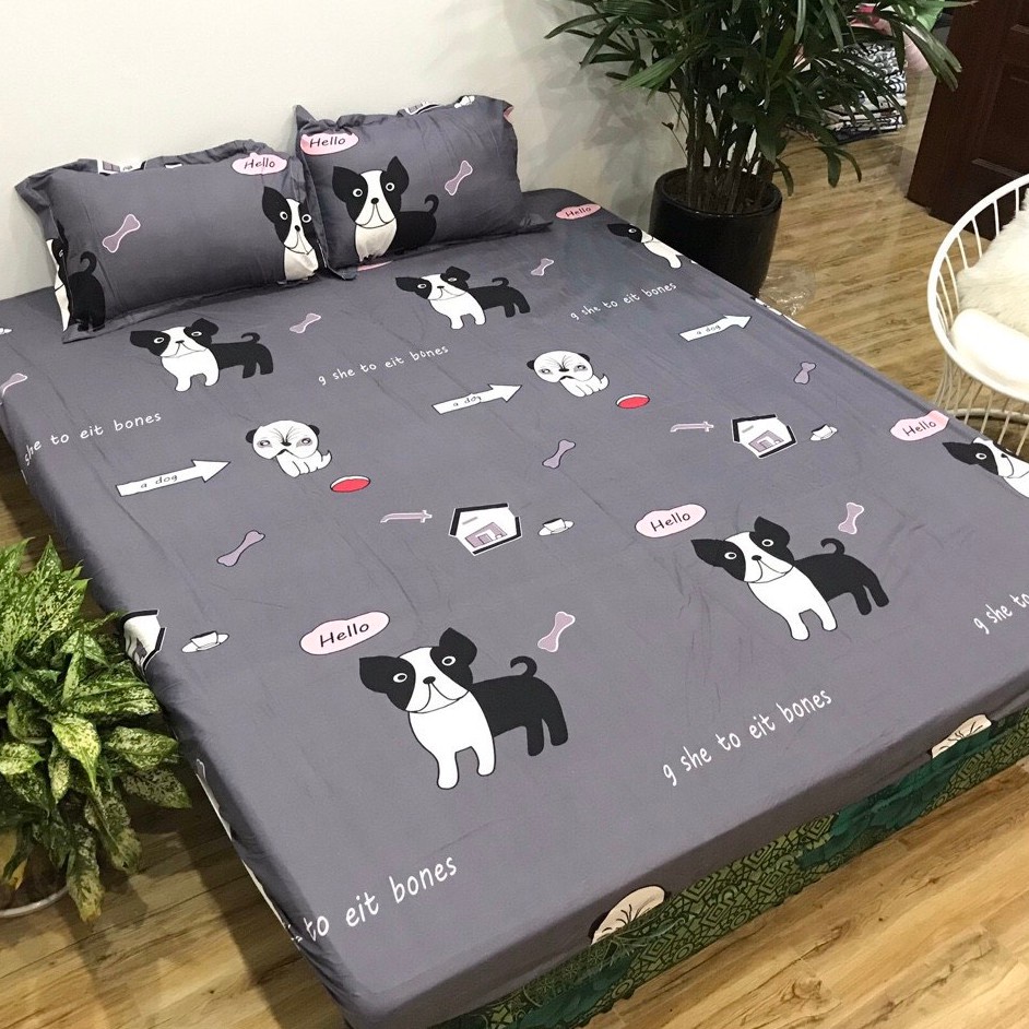 Ga trải giường Mẫu Chó ghi,đủ kích thước 1m,1m2,1m4,1m5,1m6,1m8 | BigBuy360 - bigbuy360.vn