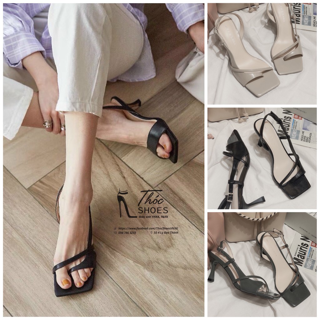 Sandal Cao Gót 7P VNXK Mũi Vuông Gót nhọn hàng thời trang siêu xinh , Size 35-39 Thóc.Store