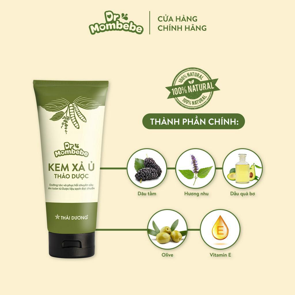 Combo Dầu gội 250ml và Kem xả ủ 200ml Dr Mombebe giúp sạch gàu, dưỡng tóc chuyên sâu từ dược liệu sạch