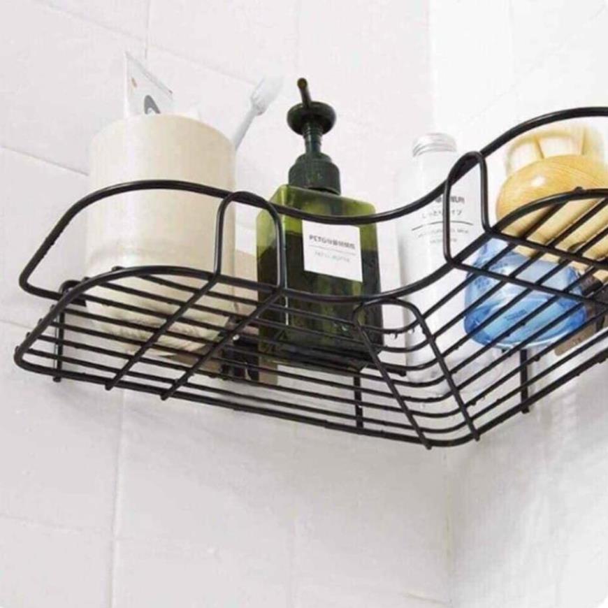 Kệ góc sắt đen để trong nhà tắm, có dán cường lực cực chắc chắn, chống rỉ, sơn tĩnh điện bền đẹp - TongkhoGiaDung