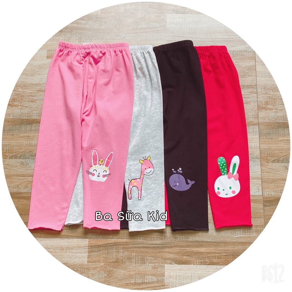 (Q78) Quần legging bé gái chất cotton co giãn in hình mặt thú đang yêu. Quần dài cho bé gái từ 1 tuổi đến 7 tuổi