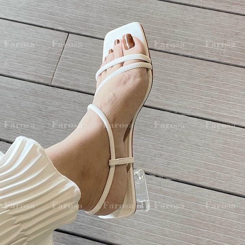 Dép nữ gót pha lê trong suốt 3 cm quai mảnh cực xinh mã G50