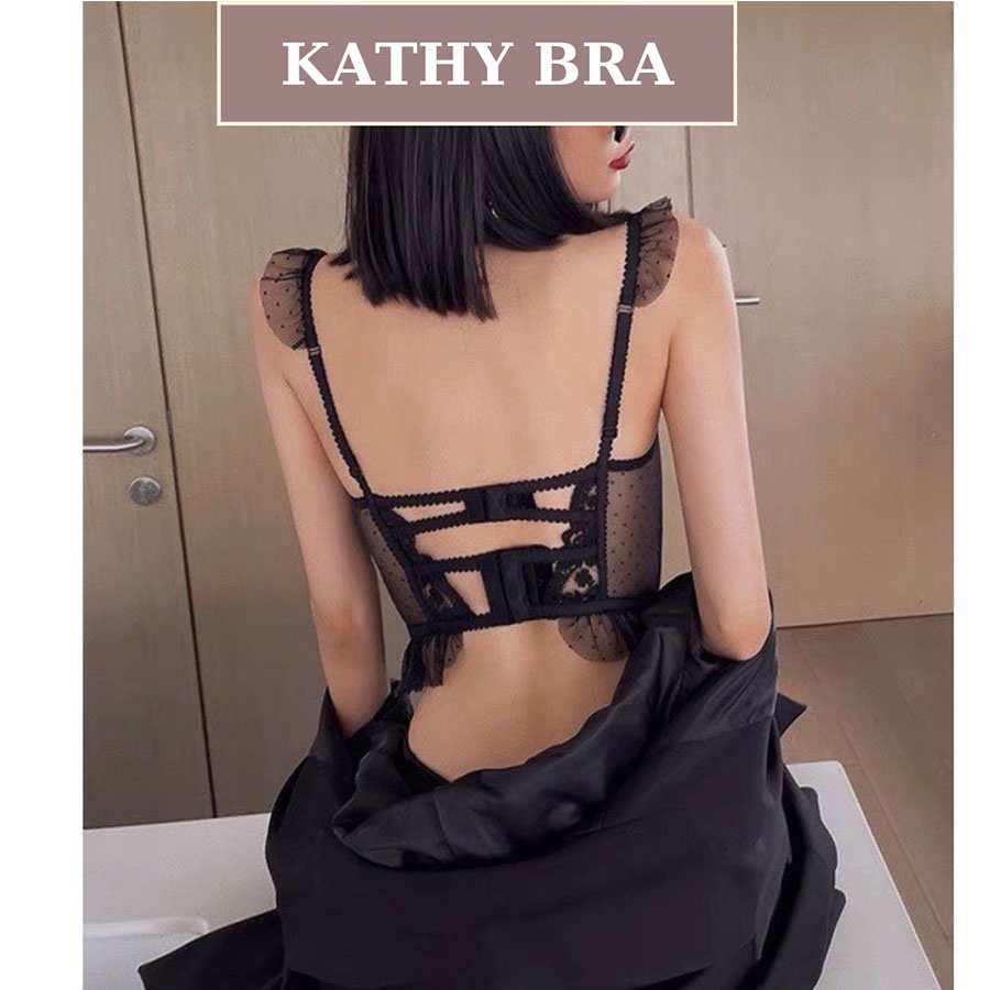 A06 ÁoKiểu Corset KATHY BRA Chất Ren Kiểu Dáng Bralette Cao Cấp Thêu Hoa Kiểu Dáng Croptop Siêu Sang