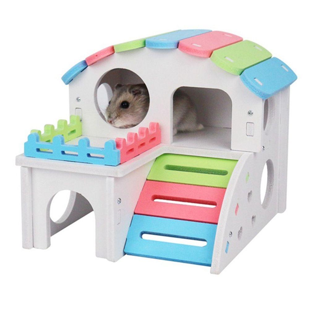 Ngôi Nhà Đồ Chơi Hai Tầng Màu Cầu Vồng Dành Cho Chuột Hamster