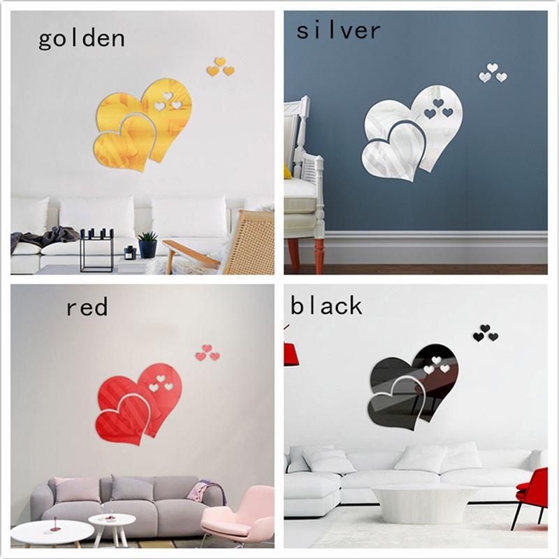 Gương Acrylic 3D Hình Trái Tim Dán Tường Trang Trí Phòng Ngủ