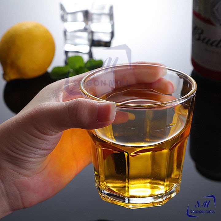Bộ 12 cái ly thủy tinh 8 góc LÙN KH389 uống trà đá
