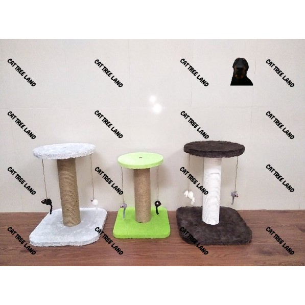 TRỤ CÀO MÓNG (CATTREE) BẰNG GỖ CHO MÈO 2 TẦNG - NHÀ CÂY CHO MÈO CÀO MÓNG KÈM ĐỒ CHƠI CHUỘT BÔNG