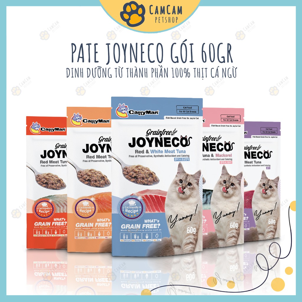 Pate cho mèo Joyneco Gói 60gr - Thức ăn cho mèo giàu dinh dưỡng, bổ sung Vitamin và Protein