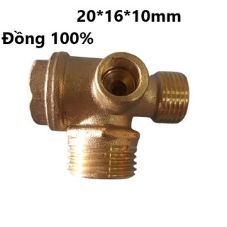 Van 1 chiều máy nén khí / Van 1 chiều máy bơm hơi  ren trong kích thước 20*16*10mm nguyên chất đồng