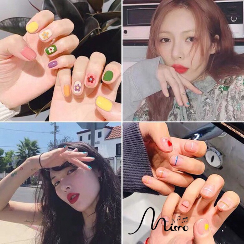 Dán móng tay nail sticker hoạt hình Rainbow đáng yêu