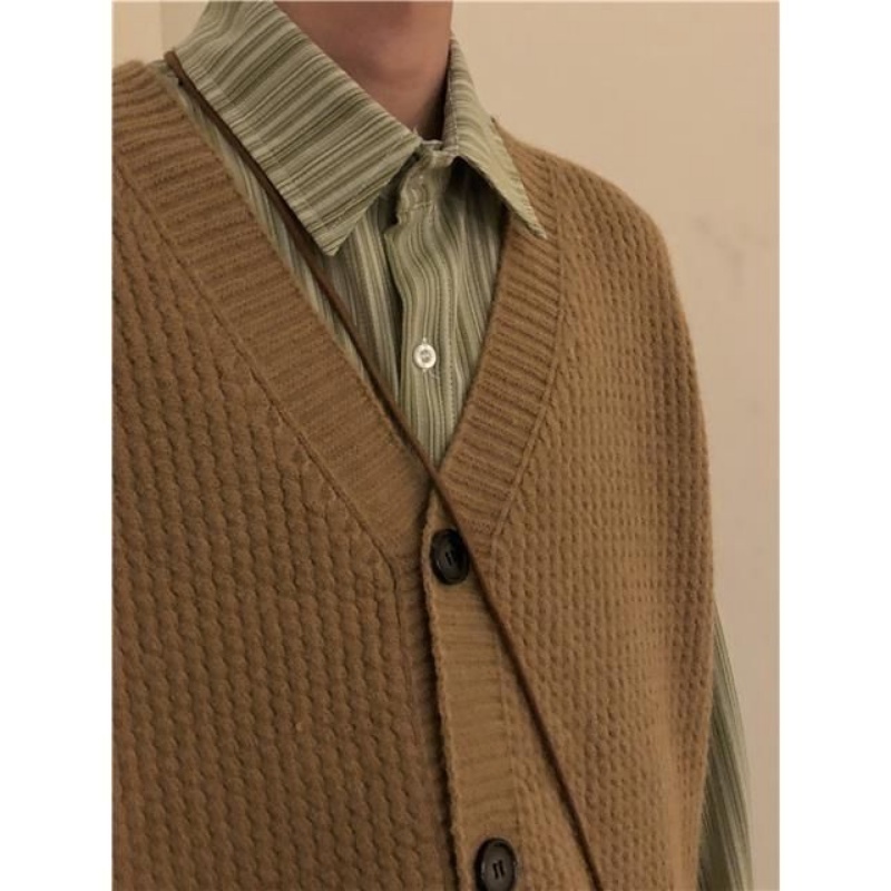 Áo Sweater Dệt Kim Sát Nách Dáng Rộng Thời Trang Xuân Thu Cho Nam