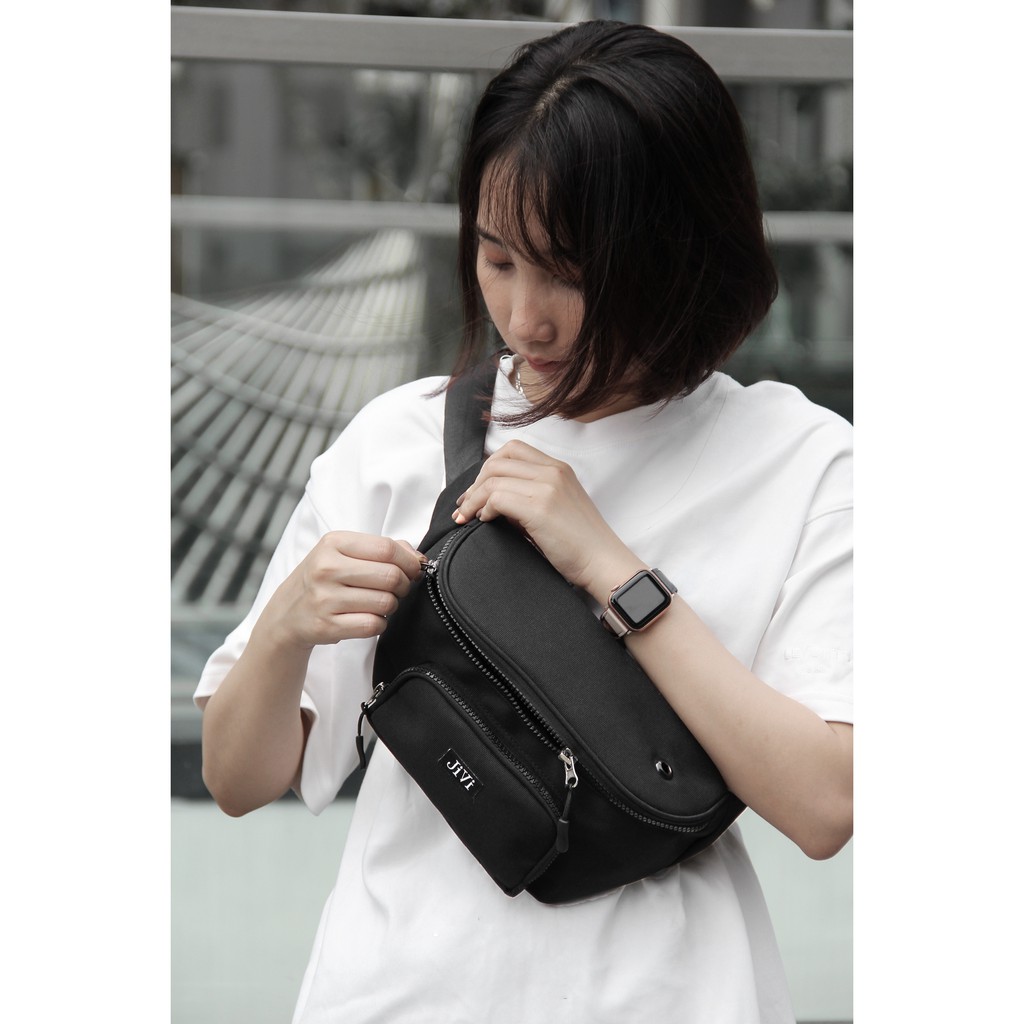 Túi Bao Tử Ngăn Hộp Phía Trước Vải Canvas - Đen JIVI BRAND® B01 | BigBuy360 - bigbuy360.vn