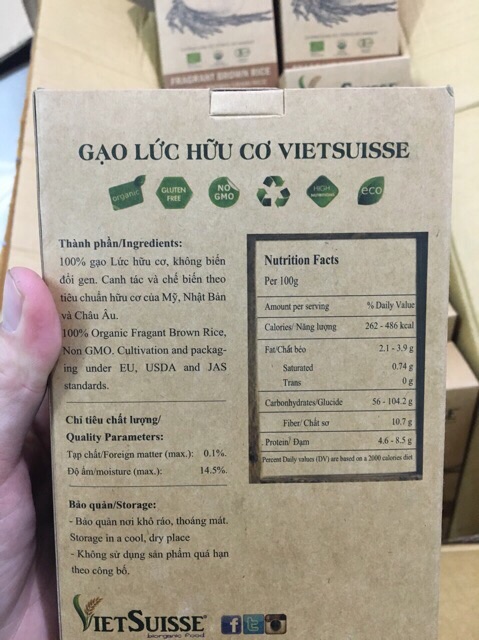 Gạo Hữu Cơ Viétuisse Các Loại 1kg