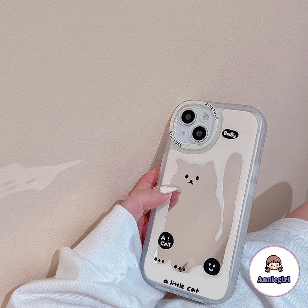 Ốp Điện Thoại TPU Mềm Chống Sốc Gắn Gương Trang Điểm In Hình Mèo / Chữ Dễ Thương Cho IPhone 13 12 11 Pro Max