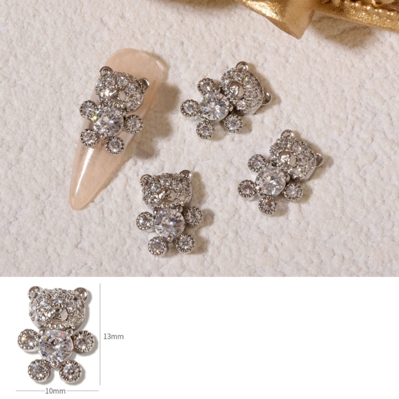 Phụ Kiện Trang Trí Móng Tay Hình Gấu Bằng Kim Loại Mạ Vàng / Bạc DIY