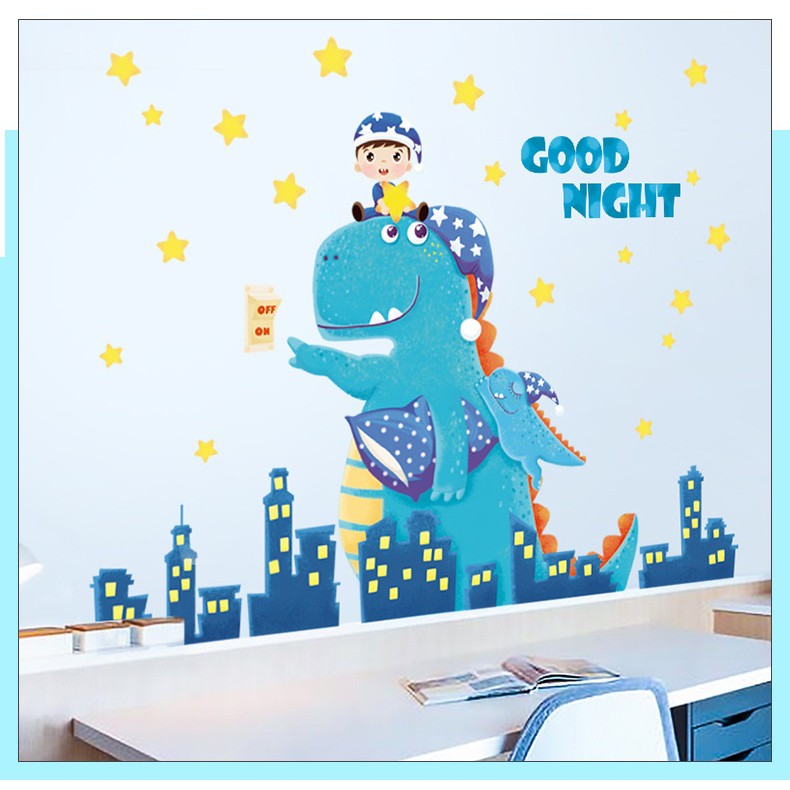 Decal dán tường Khủng long tắt đèn A54 - Decal dán tường Hàn Quốc | BigBuy360 - bigbuy360.vn